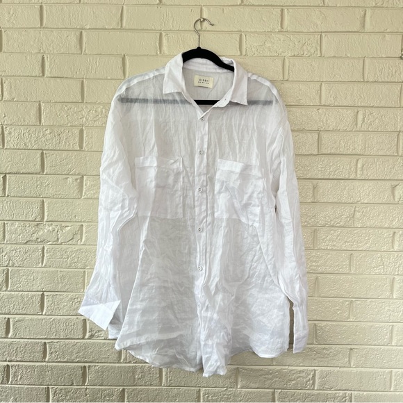 DISSH (EUC) | The Empire Button Down White Oversized Ramie Shirt Top - Picture 10 of 10